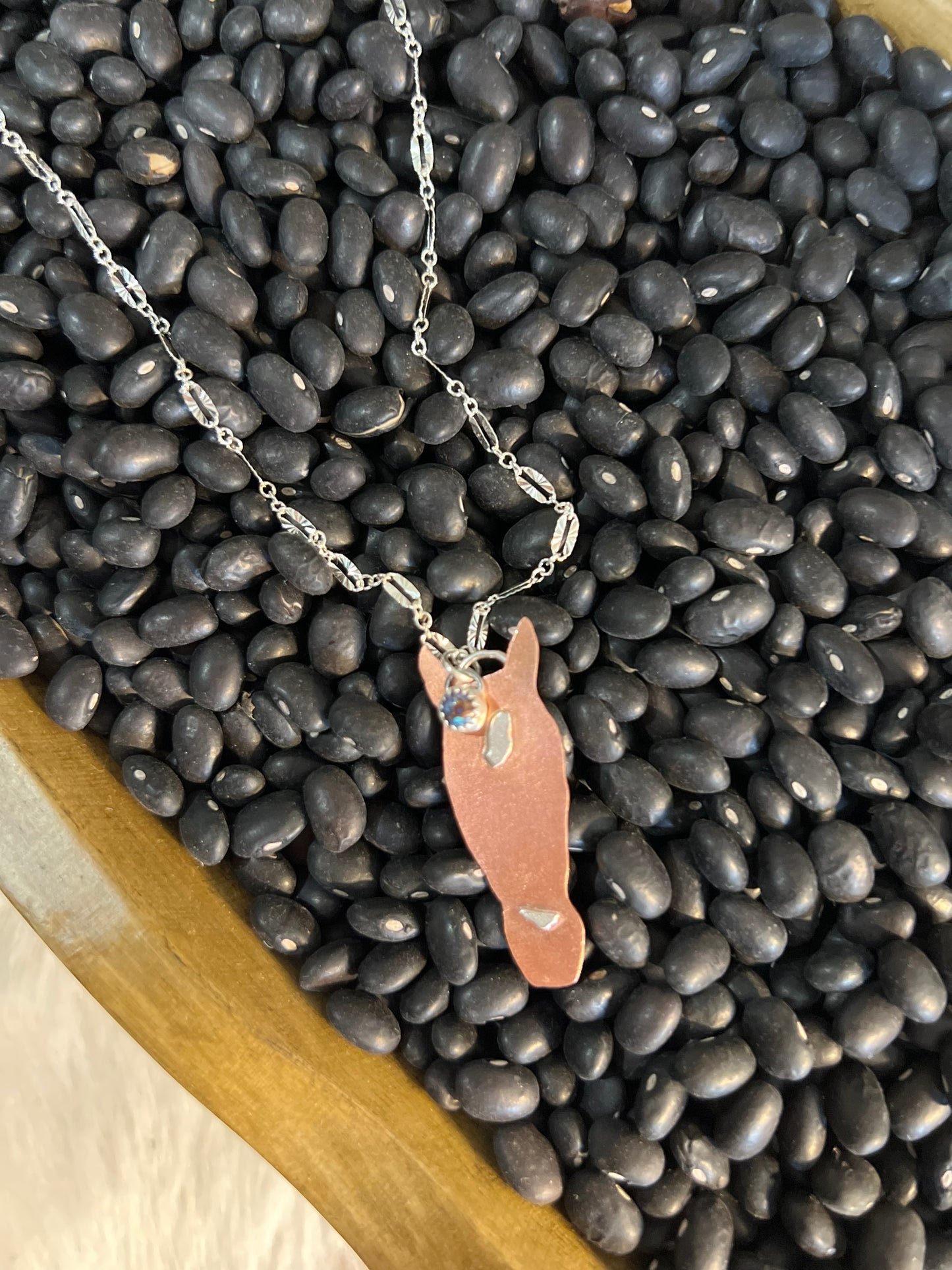 Copper and Sterling Horse Head Necklace