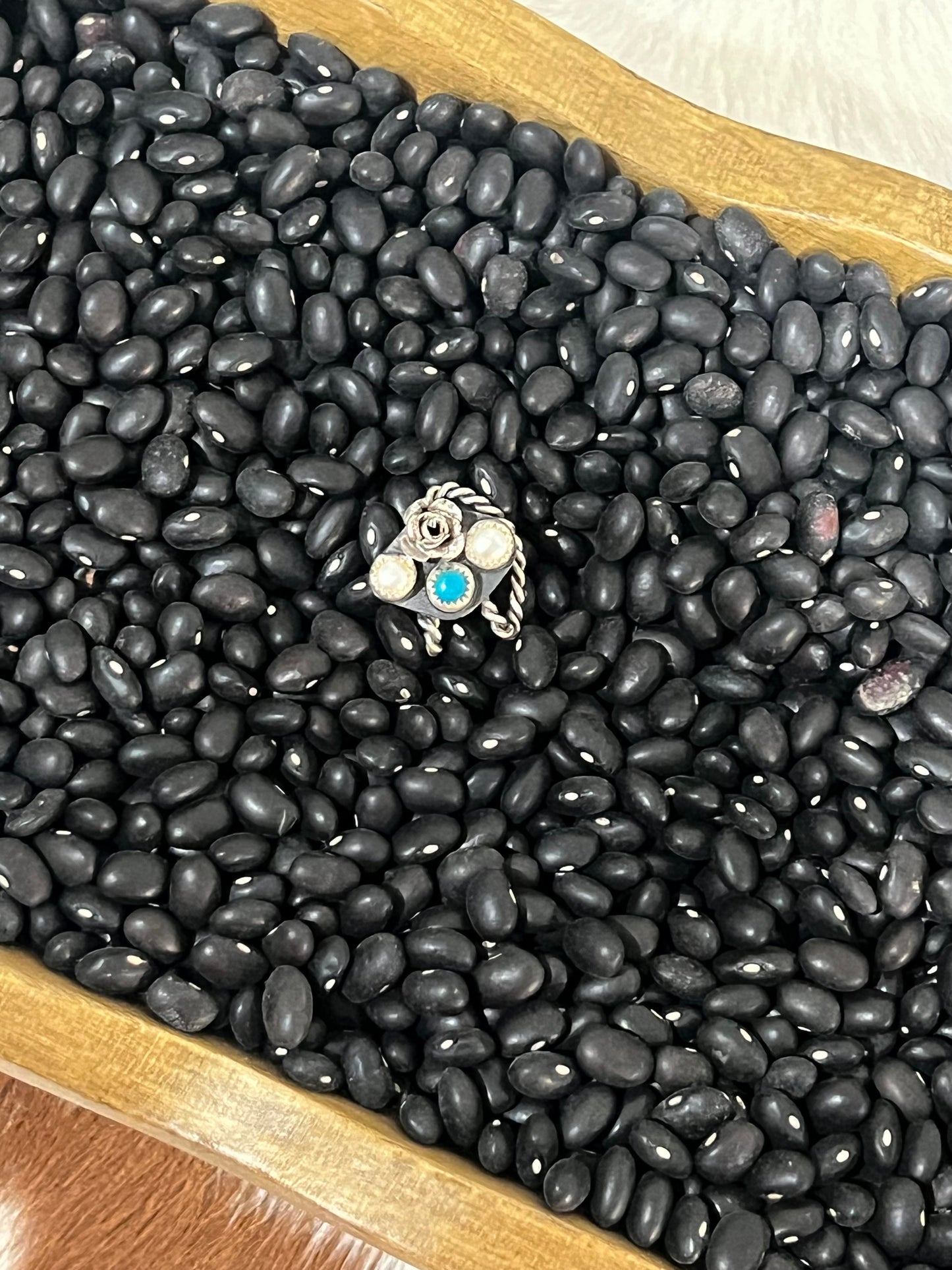 Pearl Turquoise and Rose Cap Clip