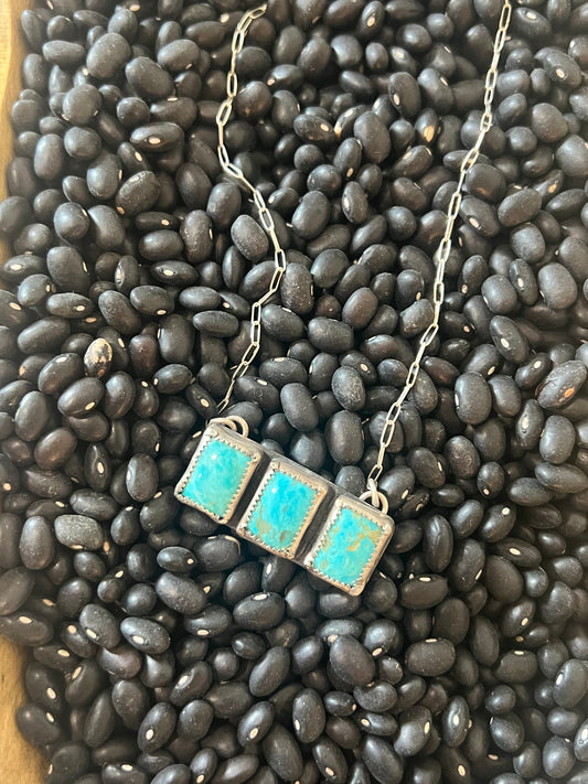 Turquoise 3 Stone Necklace