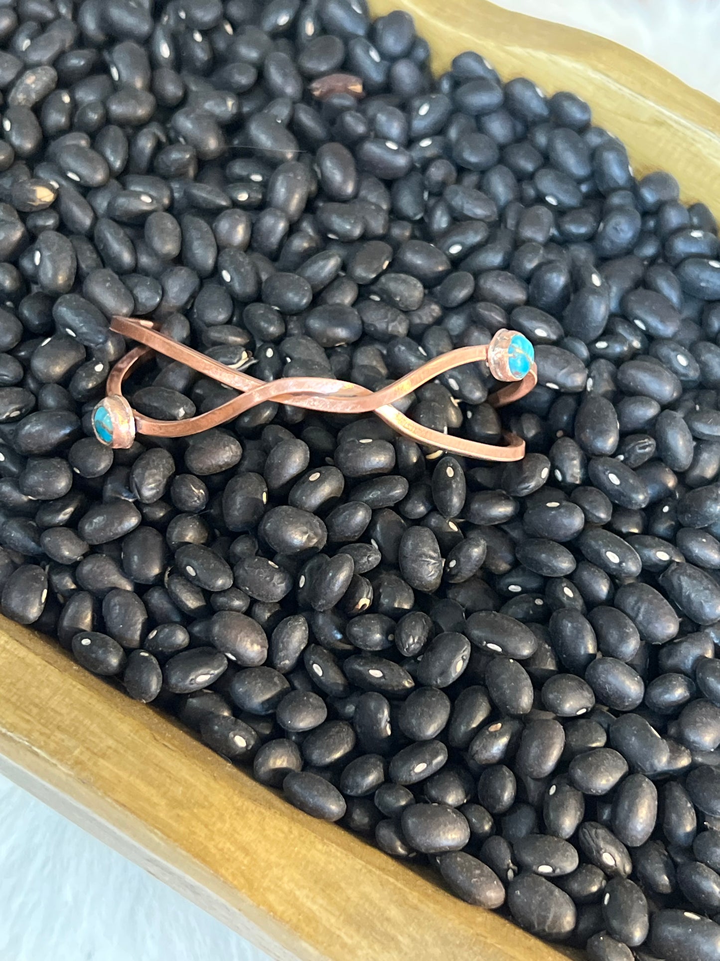 Twisted Copper Cuff with Turquoise stones