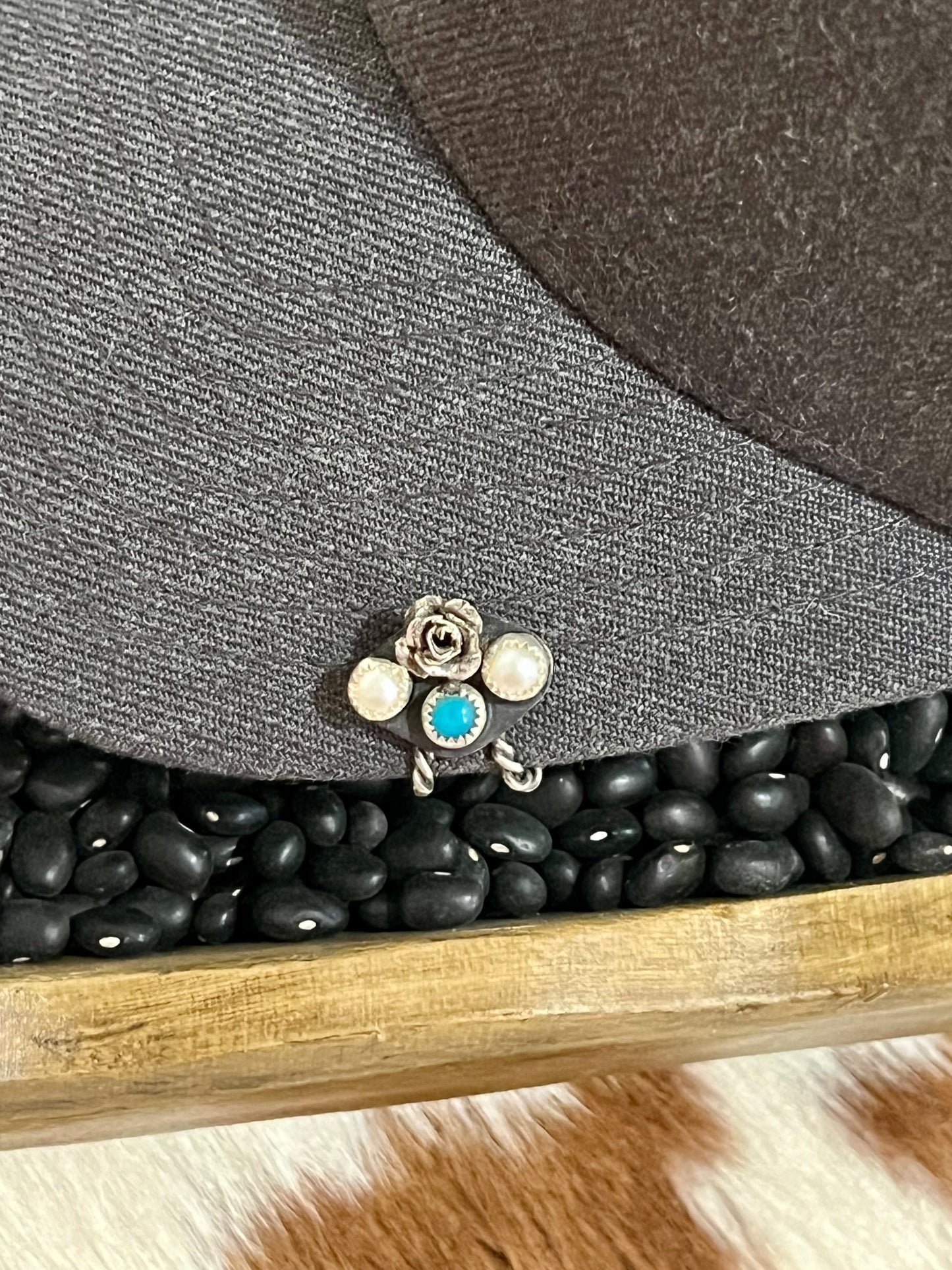 Pearl Turquoise and Rose Cap Clip