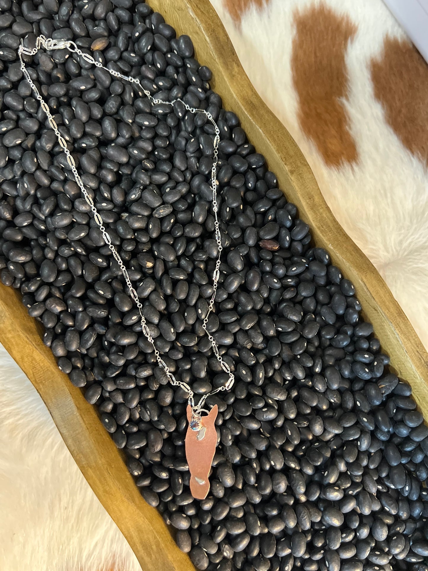 Copper and Sterling Horse Head Necklace