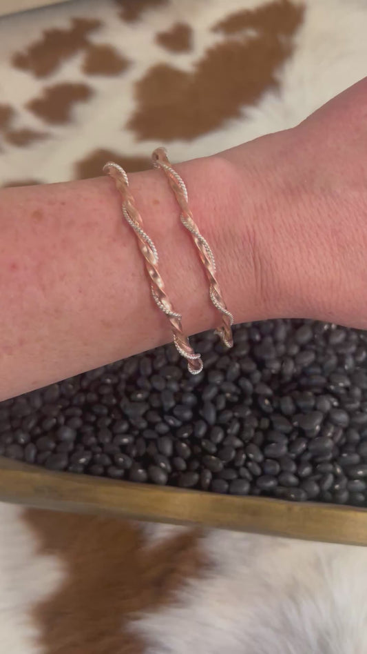 Twisted Silver and Copper Cuffs